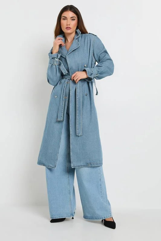 LTS Tall Light Blue Denim Trench Coat | Long Tall Sally