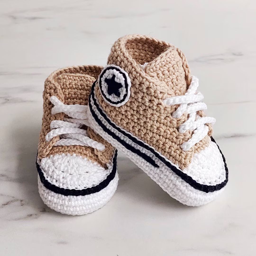Crochet Baby Sneakers, Baby Shoes, Newborn Outfit, Baby Newborn Girl Boy Shoes, Crochet Baby Boot... | Etsy (US)