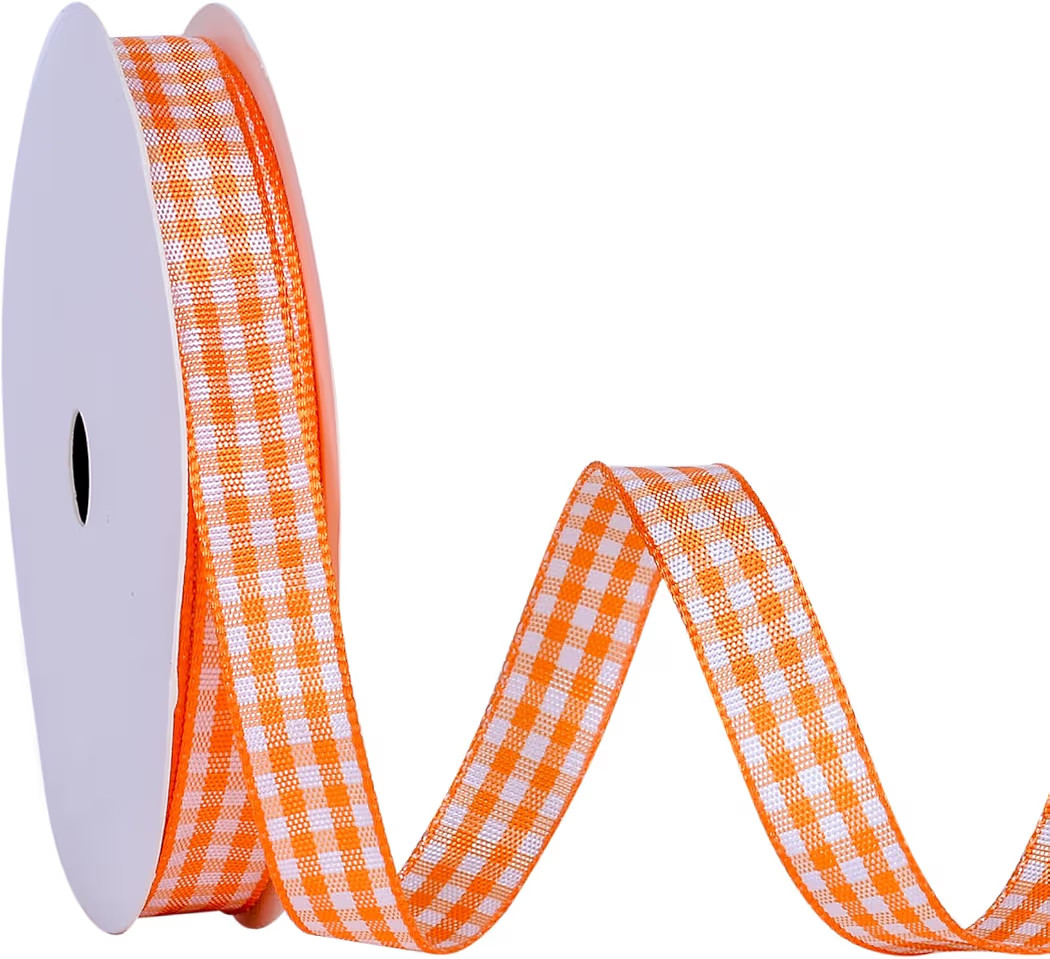 Ribest Orange and White Gingham Ribbon, 3/8 Inch 10 Yard Woven Edge Plaid Ribbon for Gift Wrappin... | Amazon (US)