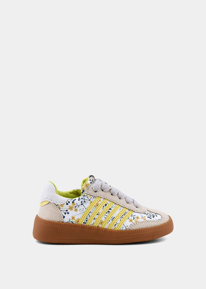 Stevie Mini Yellow Print Sneaker \u2013 Floral Kids Retro Sneaker | SHUSHOP