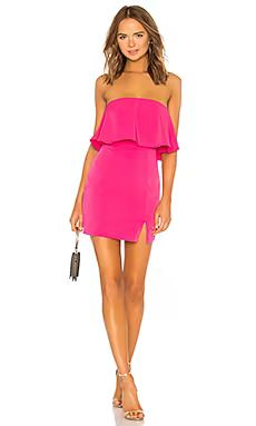 superdown Catalina Ruffle Tube Mini Dress in Hot Pink from Revolve.com | Revolve Clothing (Global)