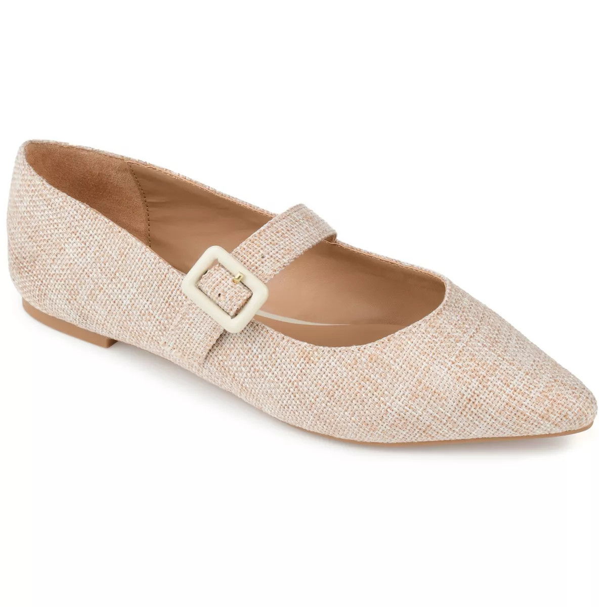 Journee Collection Womens Karissa Buckle Pointed Toe Mary Jane Flats Beige 10 | Target