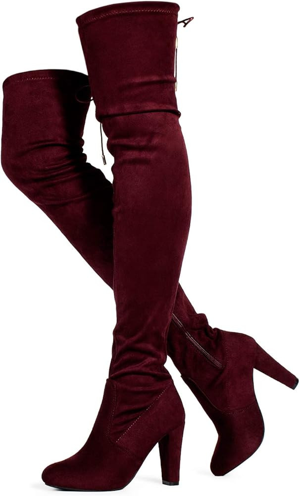 RF ROOM OF FASHION Chateau Women's Over The Knee Block Heel Stretch Boots (Regular & Wide Calf) | Amazon (US)