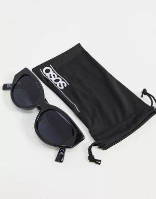 ASOS DESIGN – Mandelförmige Cat-Eye-Sonnenbrille mit abgeschrägtem Rahmen aus recyceltem Mate... | ASOS (Global)