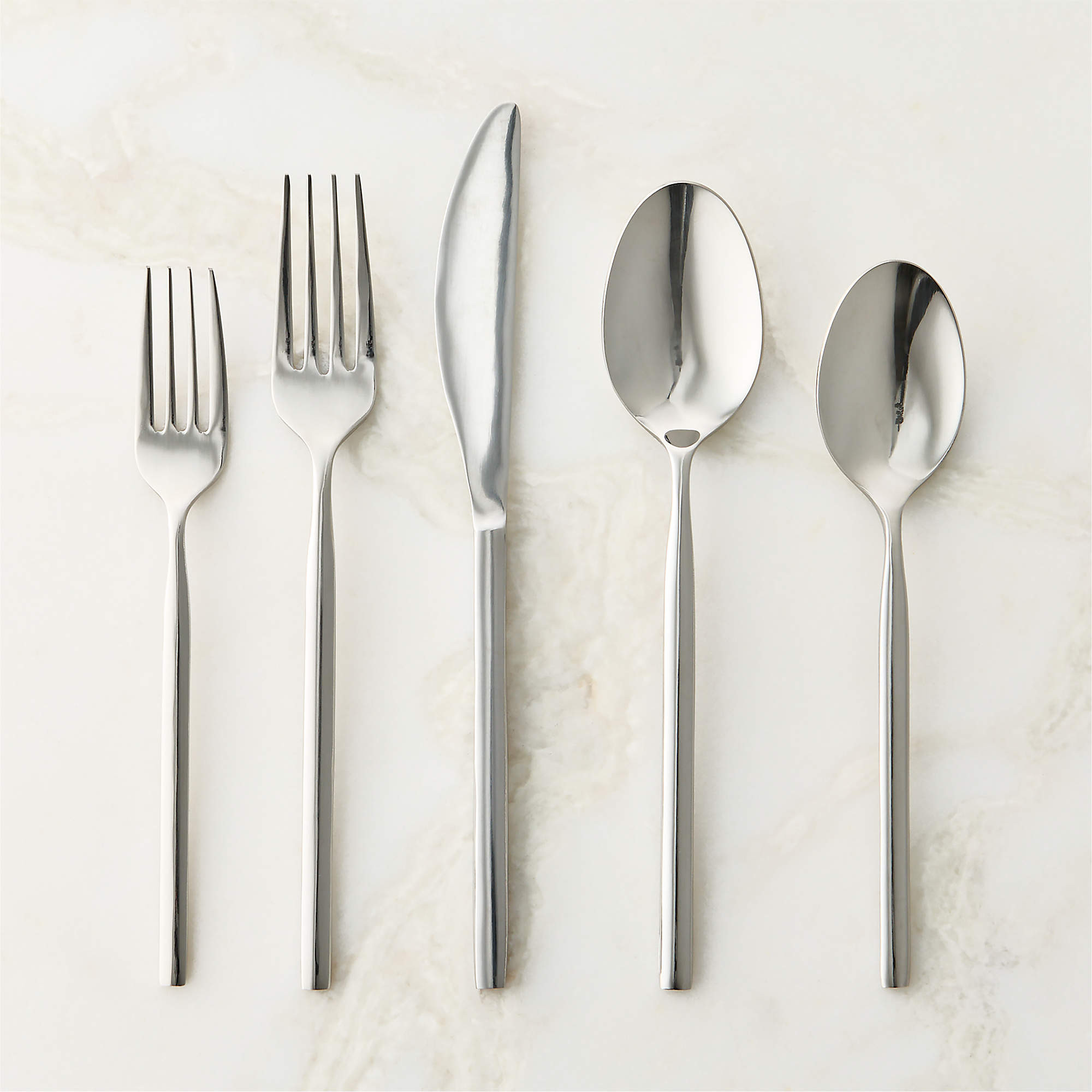 Amos 20-Piece Polished Silver Flatware Set + Reviews | CB2 | CB2