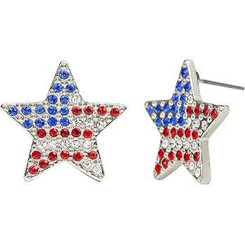 Madison Tyler Americana Collection Pave Curved USA Flag Post Stud Earrings for Women | Amazon (US)