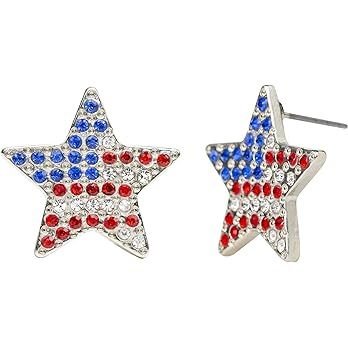 Madison Tyler Americana Collection Pave Curved USA Flag Post Stud Earrings for Women | Amazon (US)