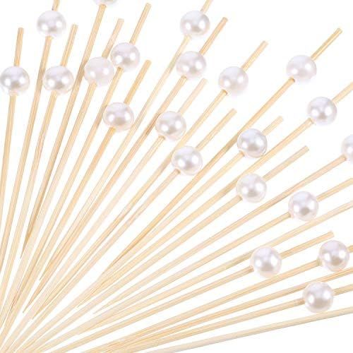 Blulu 200 Pack Cocktail Picks 4.7 Inch Fruit Sticks Pearl Bamboo Toothpicks for Wedding Birthday ... | Amazon (US)