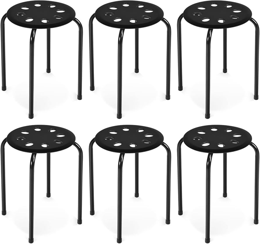 COSTWAY 6-Pack Plastic Stack Stools, 17.5-Inch Portable Stackable Stools with Metal Frame, Backle... | Amazon (US)