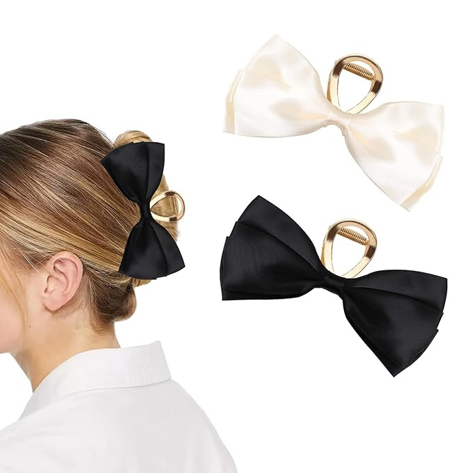 Boobeen 2 Pack Metal Big Hair Claw - Nonslip Large Bow Hair Claw Clip for Women and Girls Thin Ha... | Amazon (US)