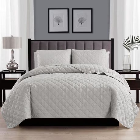 Laurel Park Diamond Quilt Set Ltgray Double/Queen | Walmart (CA)