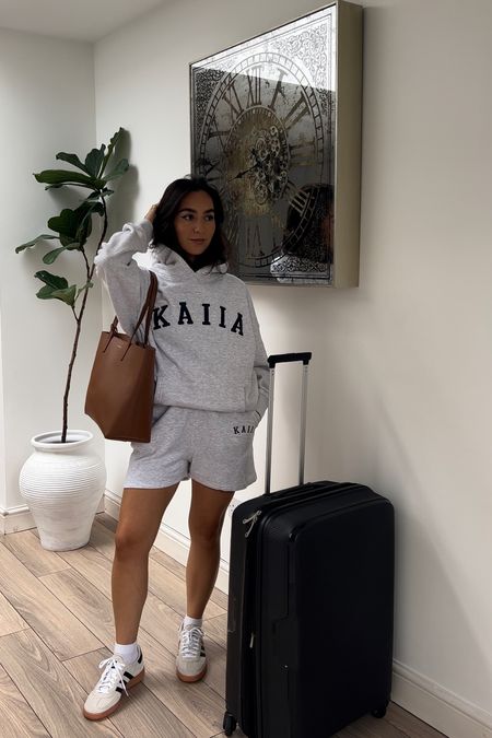 Airport outfit, airport look, co-ord, matching outfit, matching set, jogger shorts, oversized hoodie, grey hoodie, tote bag, tan tote bag, adidas trainers, adidas spezial, suitcase, travel style, travel outfit, asos, h&m

#LTKtravel #LTKeurope #LTKSeasonal