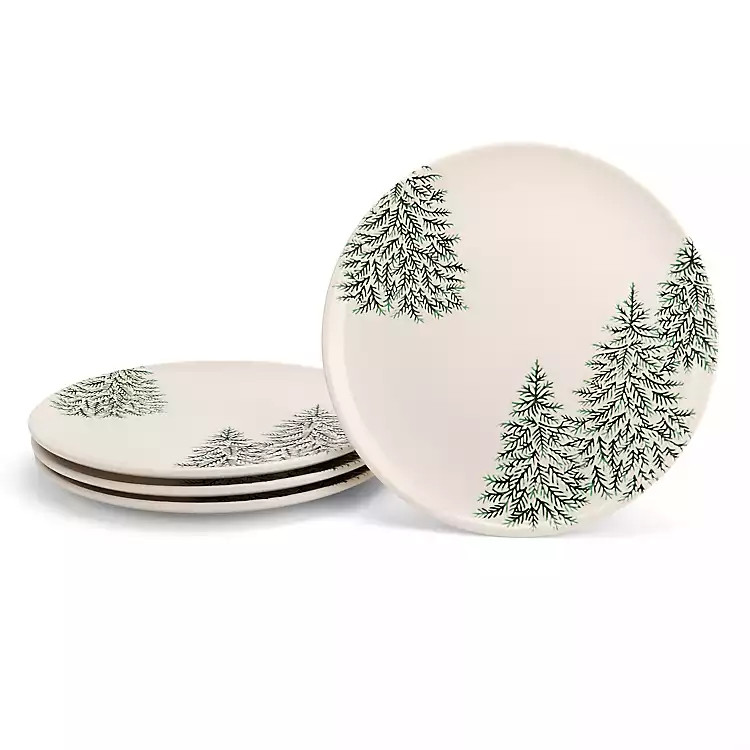 Evergreen Trees Embossed Dinner Plates, Set of 4 | Kirklands Home | Kirklands