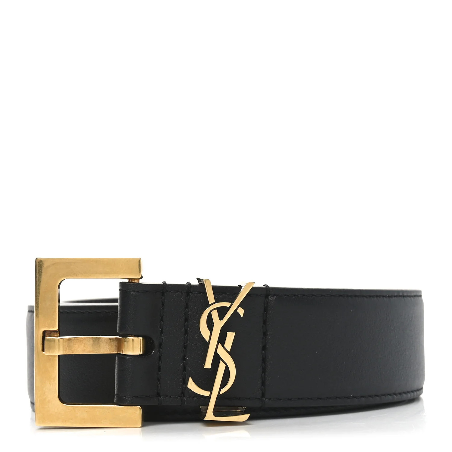 Smooth Calfskin Monogram Square Buckle Belt 75 30 Black | FASHIONPHILE (US)