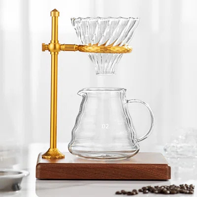 Pour Over Coffee Maker Set ï¼ Glass Coffee Dripper With Wooden Baseï¼ 40 Filters ï¼ Travel Filter Coffee Maker | Wayfair North America