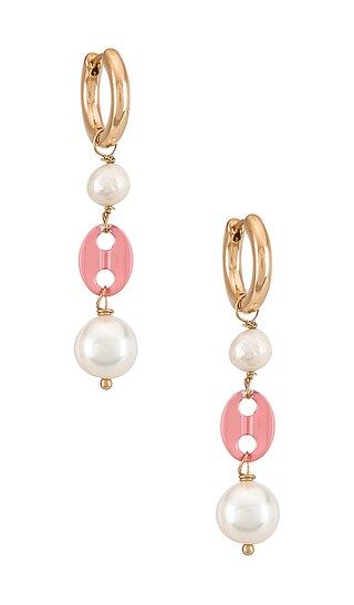 Pearlfection Huggie Drop Earring in Pink | Revolve Clothing (Global)