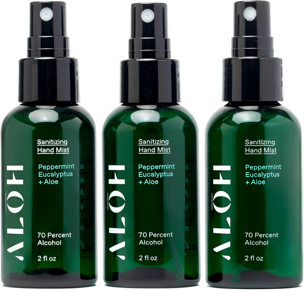 ALŌH Sanitizing Hand Mist 3-pack | Peppermint Eucalyptus + Aloe | 70% Alcohol Hydrating Hand San... | Amazon (US)