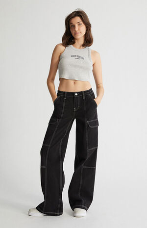 PacSun Black Low Rise Puddle Cargo Pants | PacSun