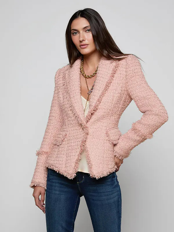 Kaisley Tweed Blazer in Dusty Pink | L'AGENCE | L'Agence