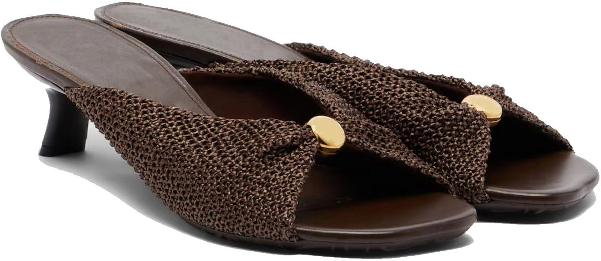 Raffia Kitten Heels for Women Square Open Toe Woven Low Heels Sandals Slip on Summer Weeding Dres... | Amazon (US)