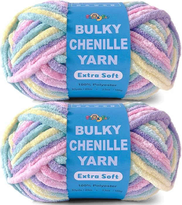 2 * 3.5Oz Soft Velvet Yarn Chenille Yarn for Crocheting and Knitting – Light Bulky (93 Yards/10... | Amazon (US)
