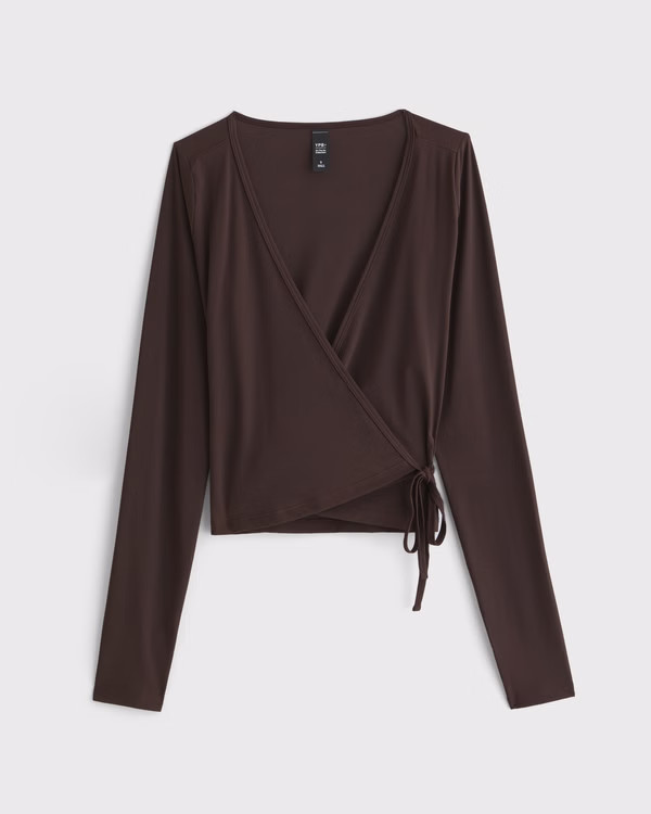 Women's YPB Long-Sleeve Mesh Wrap Top | Women's New Arrivals | Abercrombie.com | Abercrombie & Fitch (US)