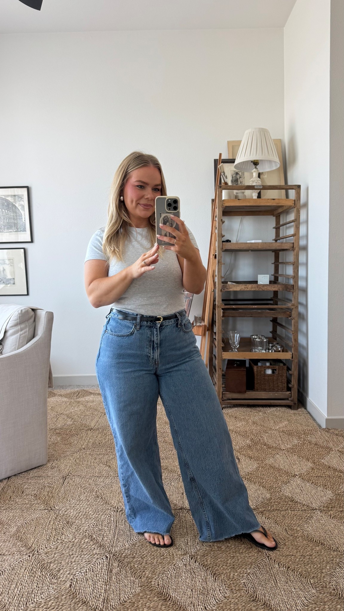 LOVE a staple outfit! One that I don’t have to put much thought into but I know is always a good one! I’m in size M in T-Shirt and size 29R in jeans. 