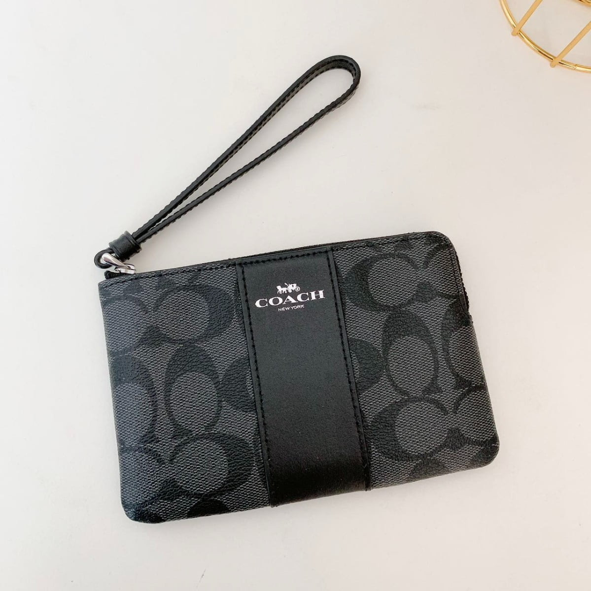 Coach Women's Corner Zip Wristlet In Signature Canvas (Graphite / Black) | Walmart (US)