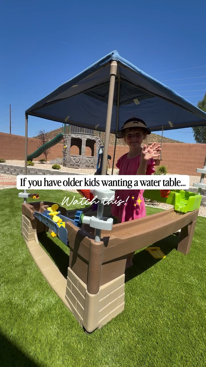 A water table for ALL AGES!🤩 This is the Pump & Splash Shady Oasis and all 4 of my kids are able to enjoy it together.

I’d recommend it for ages 1-8. It also includes a hand pump that recirculates the water for continued play. All the accessories included also make this a toy your kids won’t leave alone this summer. #toytestingsisters