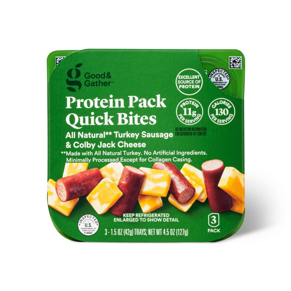Colby Jack Cheese & Turkey Sausage Protein Pack Quick Bite - 4.5oz/3ct - Good & Gather™ | Target
