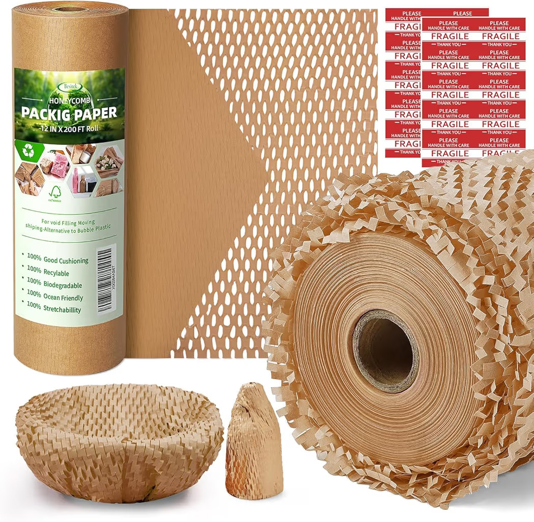 Honeycomb Packing Paper,12" W x 200' L Bubble Cushioning Wrap for Packing Moving,Products & Gifts... | Amazon (US)