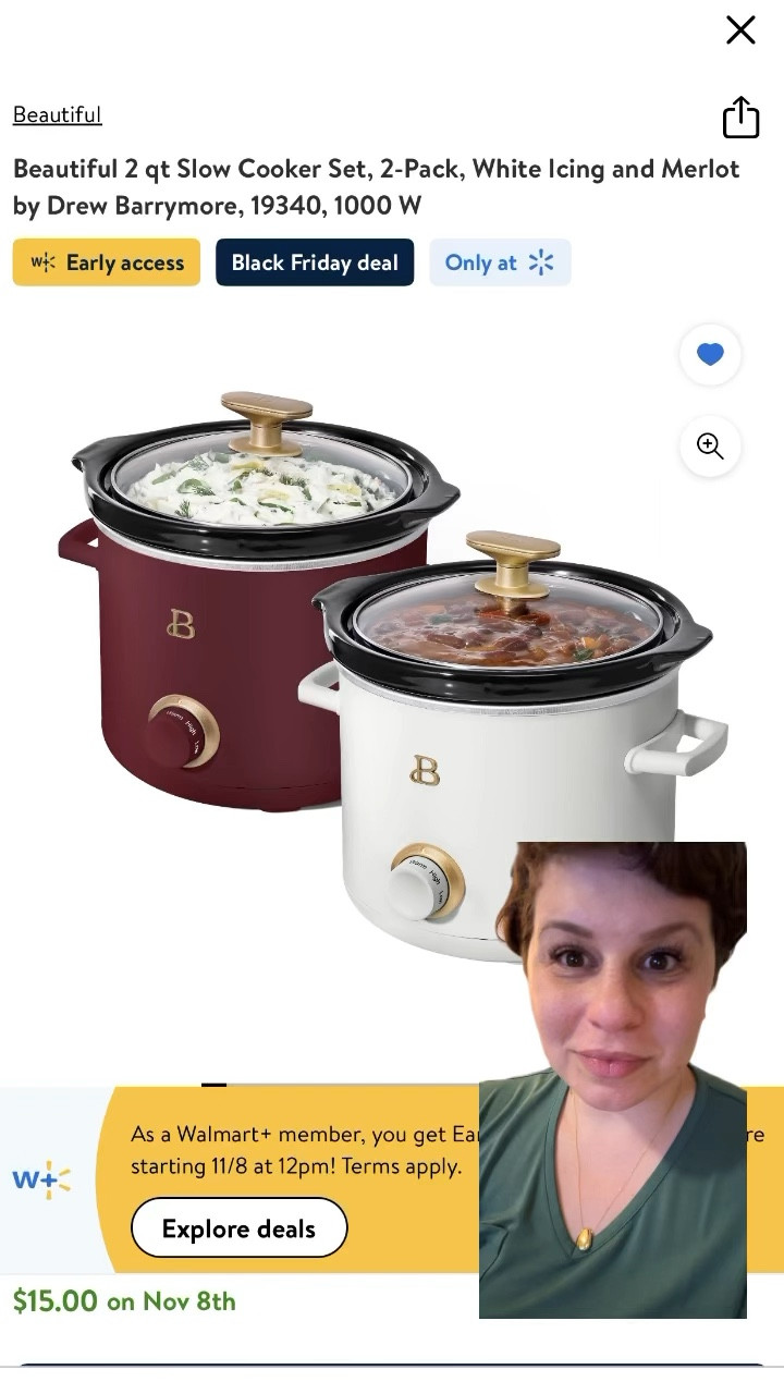 Beautiful 2 qt Slow Cooker Set, 2-Pack, White Icing and Merlot by Drew  Barrymore, 19340, 100 W - Walmart.com in 2023