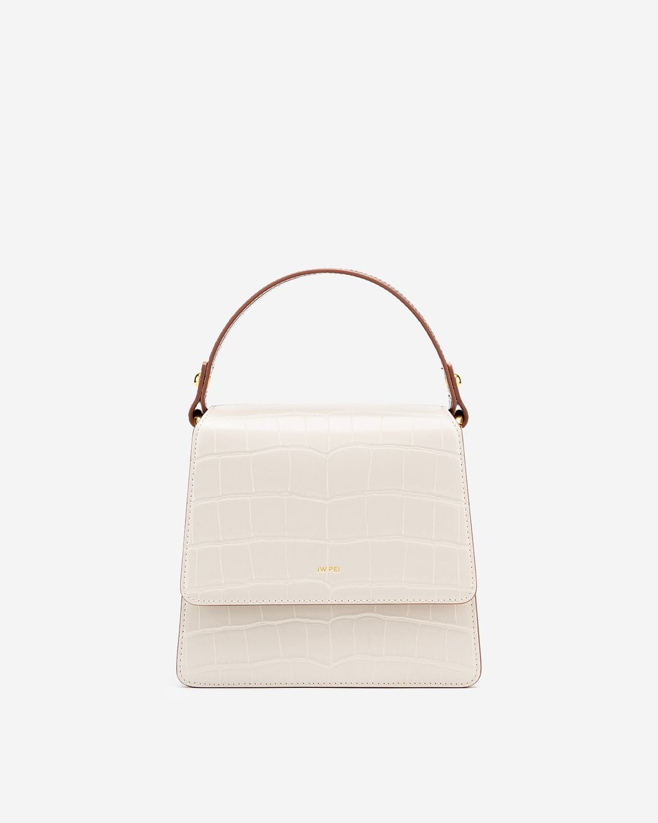 The Fae Acrylic Chain Top Handle Bag - Beige & Brown Croc | JW PEI US