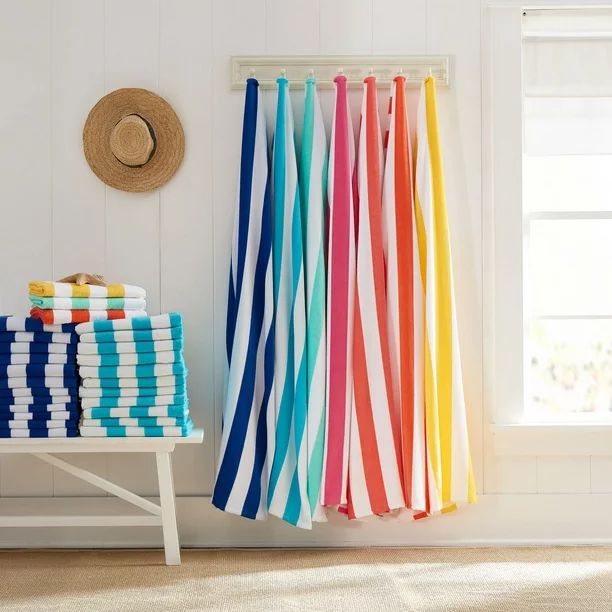 100% Cotton, Cabana Stripe Beach Towels, Assorted Colors, Set of 6, 28 in x 60 in - Walmart.com | Walmart (US)