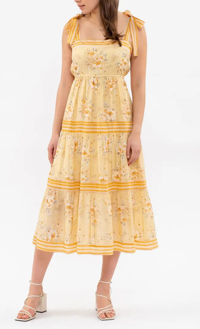 Floral Stripe Tie Strap Maxi Dress | Nordstrom Rack