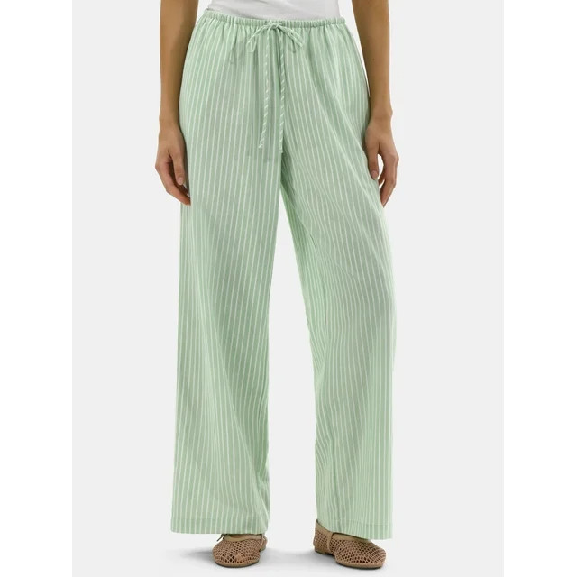No Boundaries Cotton Pull-On Wide-Leg Beach Pants, Women's | Walmart (US)