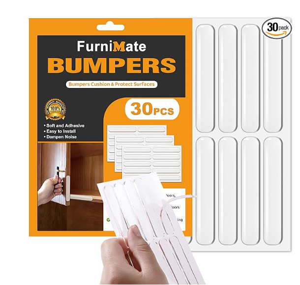 Anti Door Slam 30PCS, Door Slam Silencer, Clear Cabinet Door Bumpers, Rubber Bumpers Self Adhesive 2.5x0.4x0.08 inches 

 