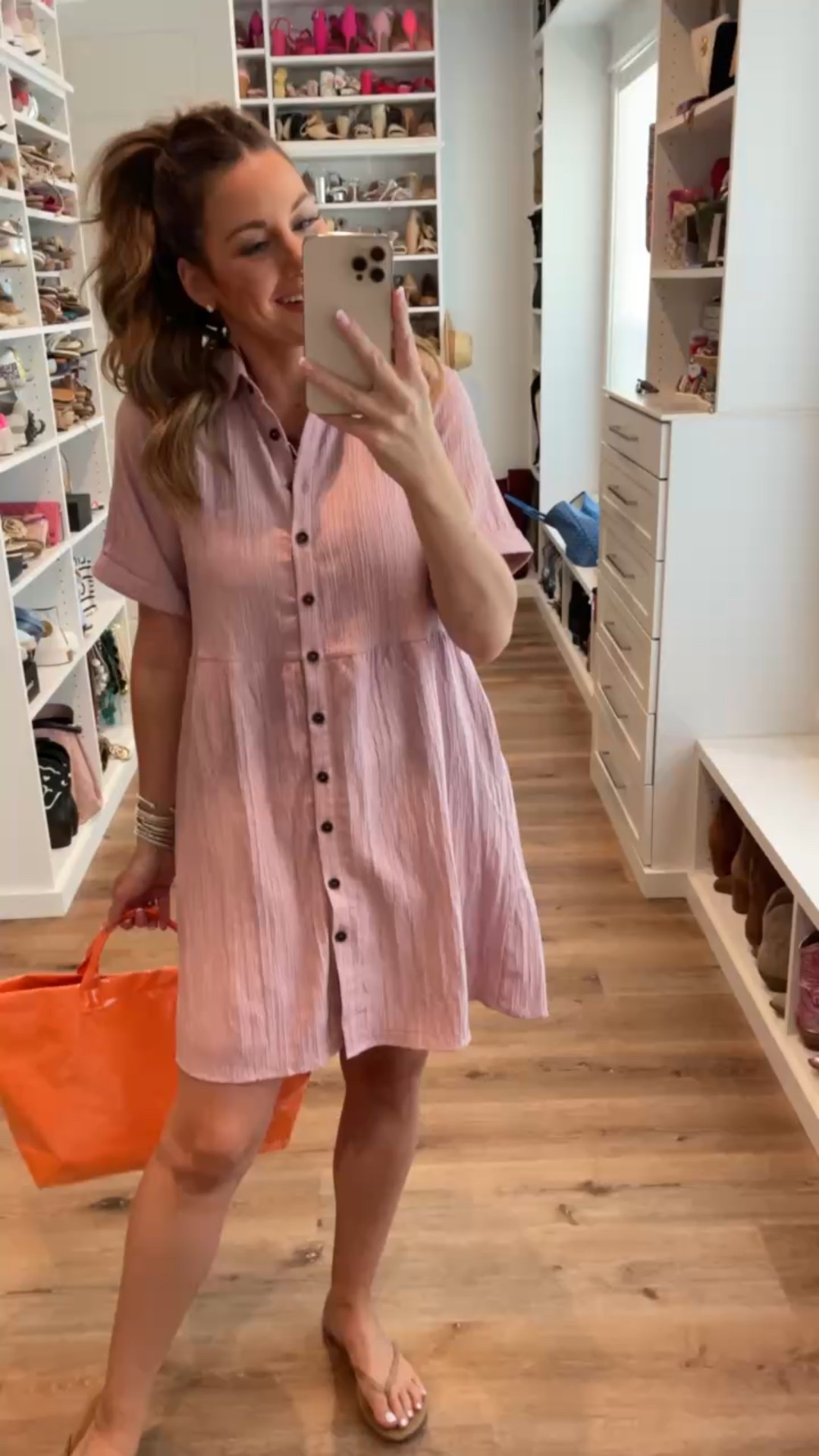 In a medium button down shirt dress, sandals, tote and accessories - fits tts.

#LTKSeasonal #LTKFindsUnder50 #LTKStyleTip