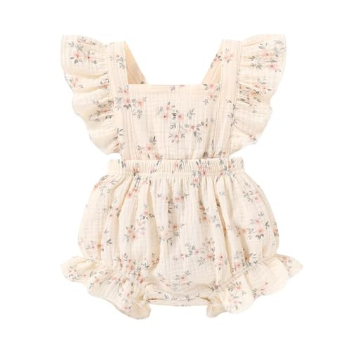 Happy Town Newborn Baby Girl Clothes Infant Summer Romper Sleeveless Floral Cute Outfits One Piece Jumpsuit Bodysuit (Pink Floral, 6-12 Months) | Amazon (US)