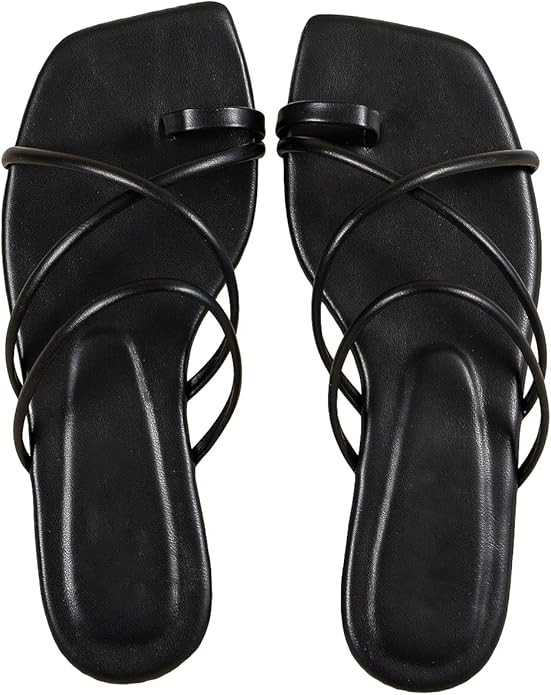 GORGLITTER Women's Metallic Strappy Sparkly Sandals Dressy Cute Slip on Slide Vacation Summer Wee... | Amazon (US)