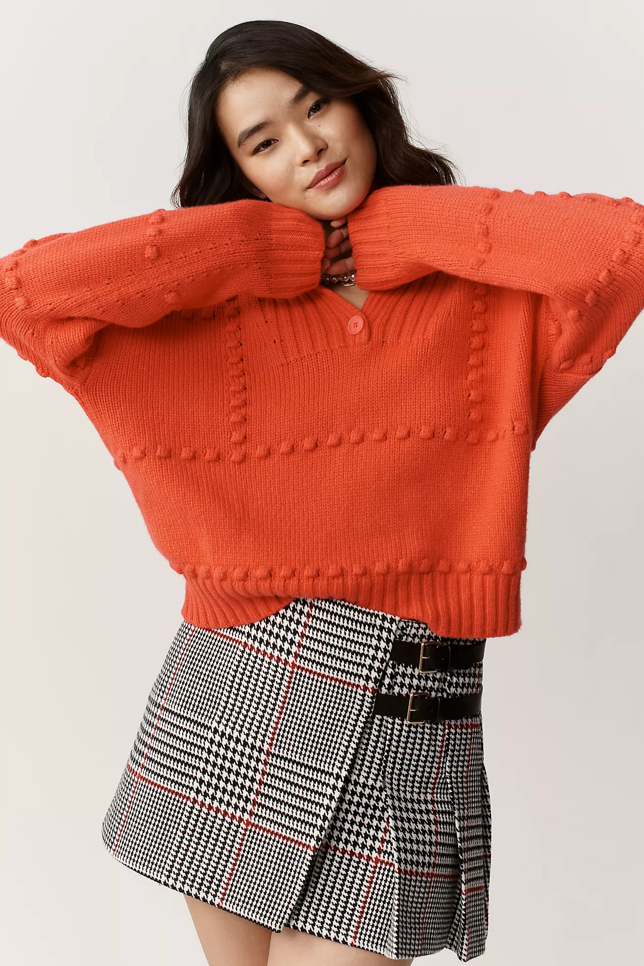 Maeve Bubble Polo Long-Sleeve Sweater | Anthropologie (US)