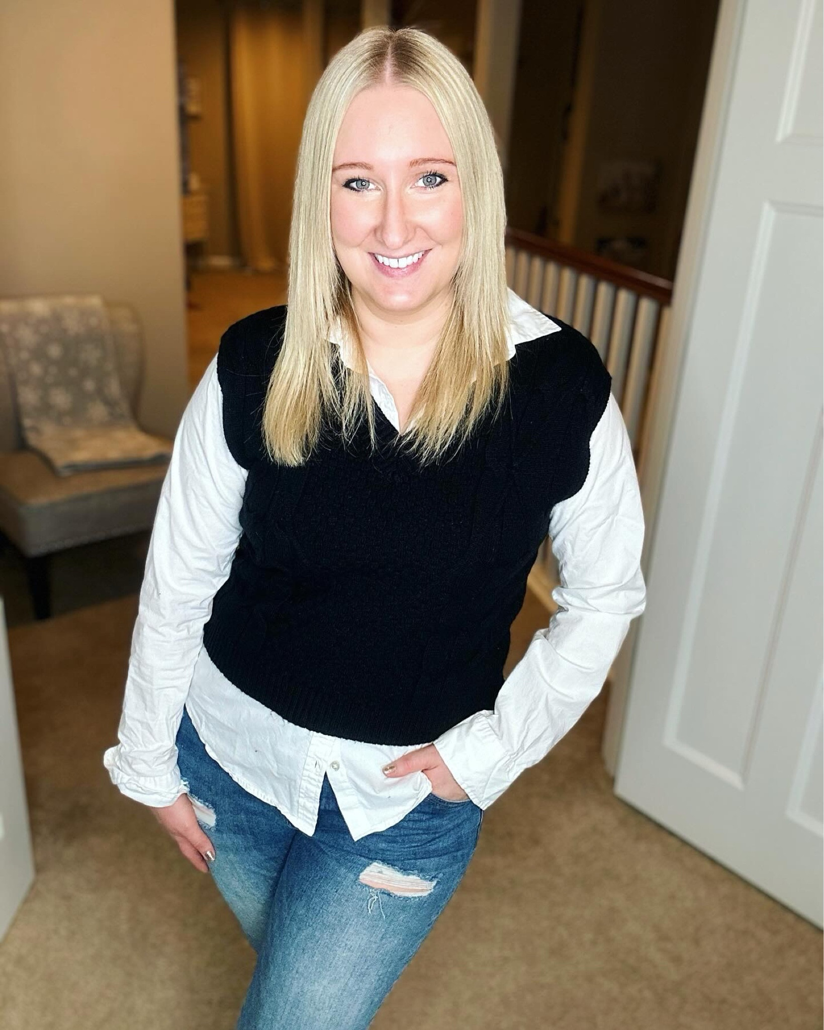 I am loving this blouse + sweater vest look! You can dress it up or make it more casual! Everything in this outfit is affordable and on Amazon! 

#LTKworkwear #LTKfindsunder50 #LTKstyletip
