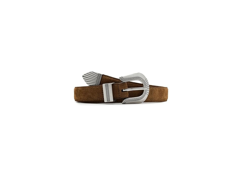 Madewell Western-Buckle Belt in Suede Women's Belts Warm Chestnut: 2XL | Zappos.com