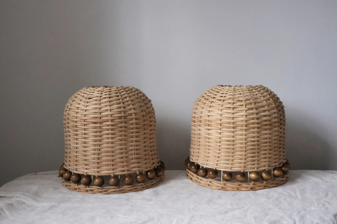 Vintage Rattan Light Shade, Vintage Wicker Shade, Midcentury Shade, Petal Light Shade | Etsy (UK)