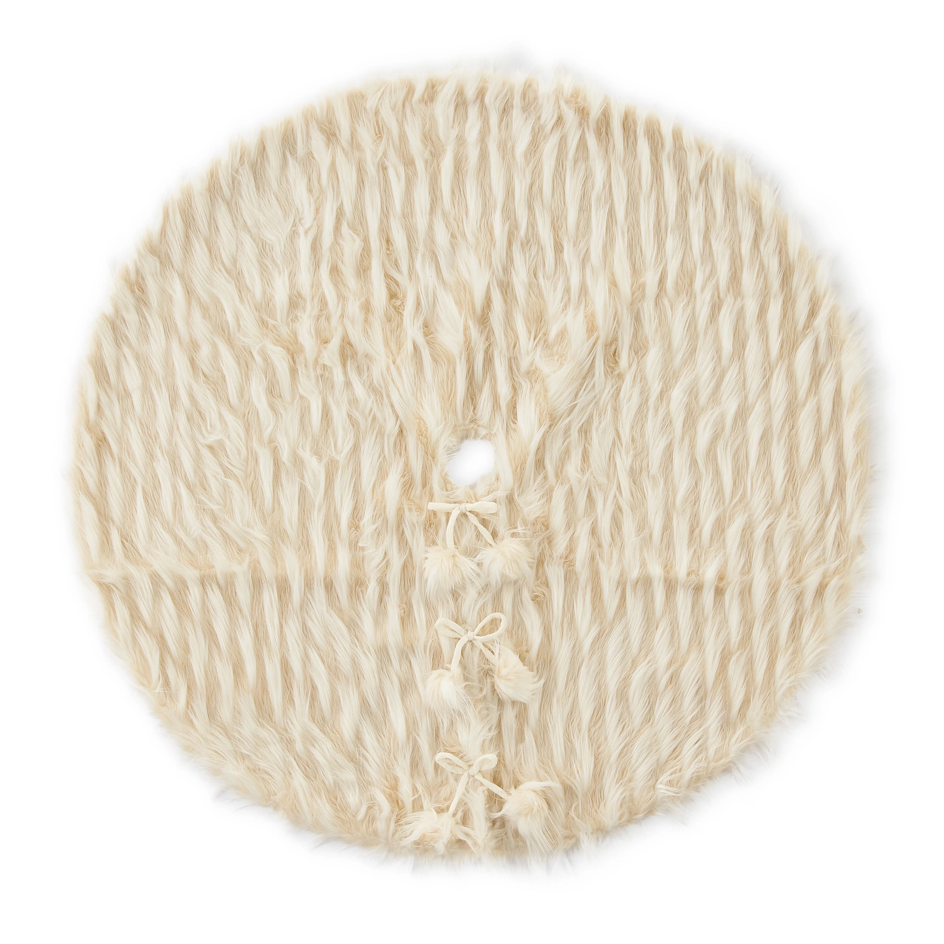 Holiday Time Cream Faux Fur Christmas Tree Skirt, 48" - Walmart.com | Walmart (US)