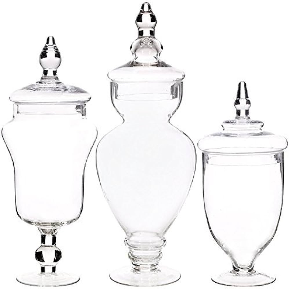 Palais Glassware Clear Glass Apothecary Jars, Wedding Candy Buffet Containers, Large, Clear, Set ... | Amazon (US)