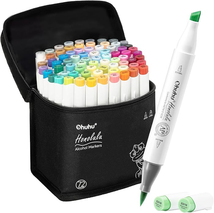Ohuhu Alcohol Markers 72 Color, Brush & Chisel Double Tipped Sketch Marker for Artist, Alcohol Br... | Amazon (CA)