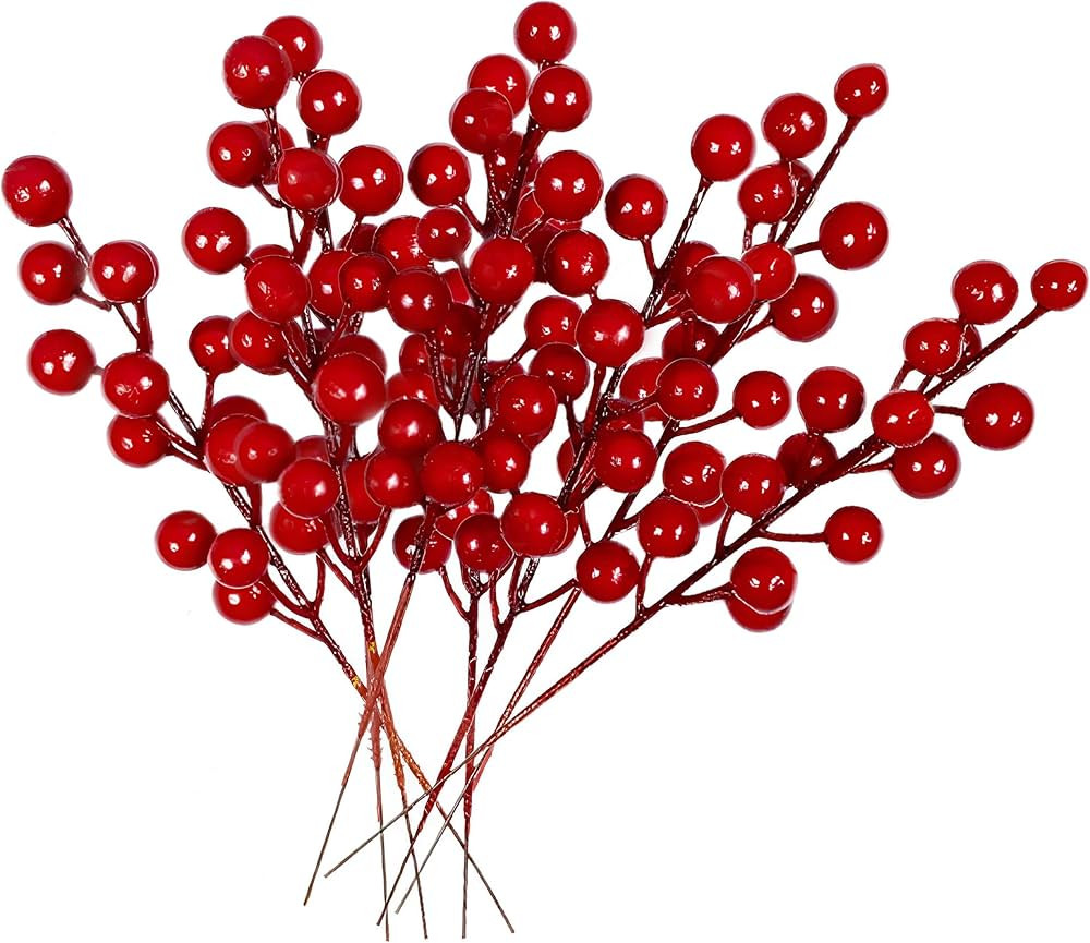 COTOSEY 24 pcs Christmas Berries Stems Artificial Red Berry Stems for Christmas Tree Ornaments Cr... | Amazon (US)