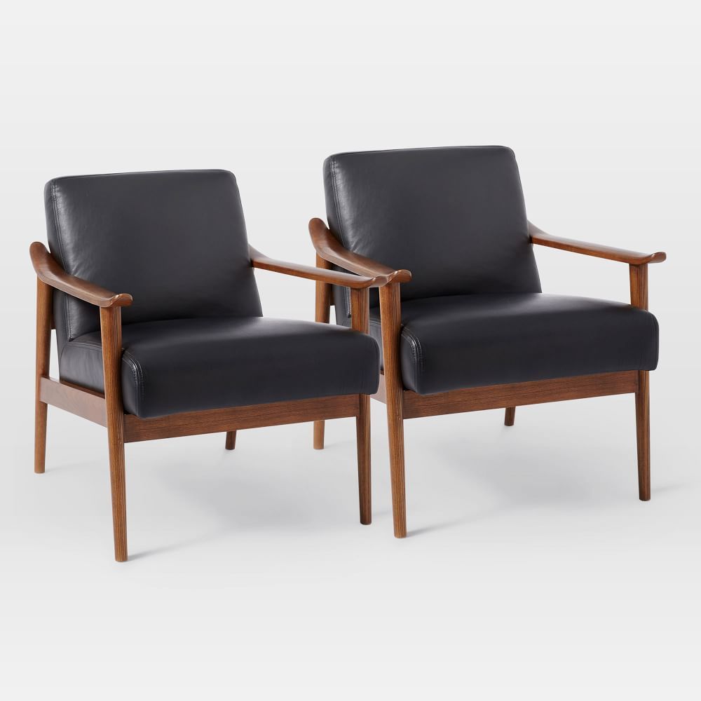 Mid-Century Leather Show Wood Chair | West Elm (US)