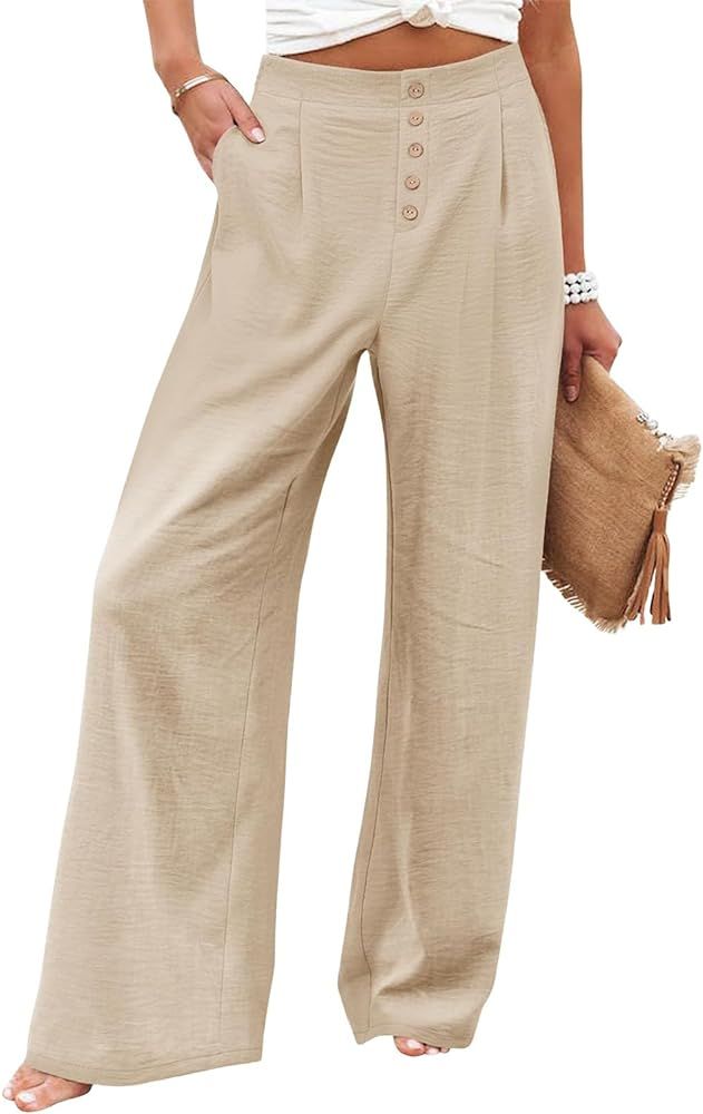 Womens Wide Leg Pants High Waisted Business Work Office Trousers Flowy Dress Pants Palazzo Lounge... | Amazon (US)